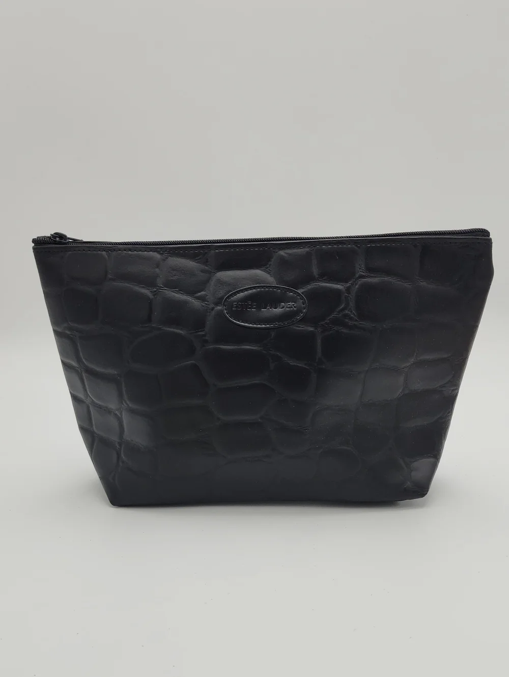 Estée Lauder Black Croc-Embossed Cosmetic Pouch